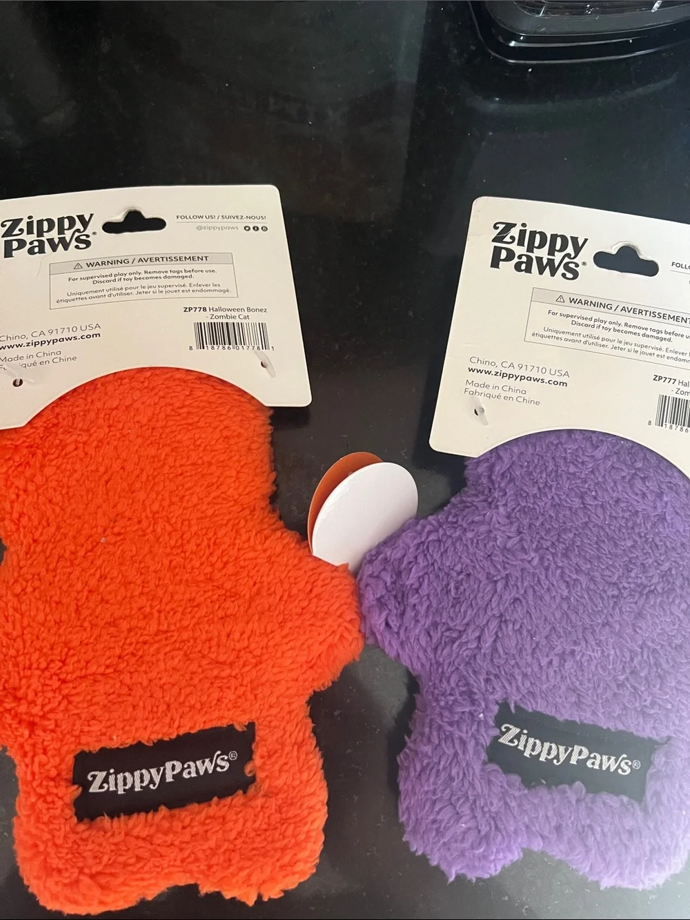 Zippy Paws 2 durable Halloween dog toys Bonez Zombie Cat and and Zombie Bear